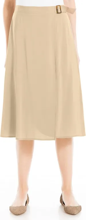 Max Studio Women's Faux Wrap Knee Length Skirt with Waist Tie