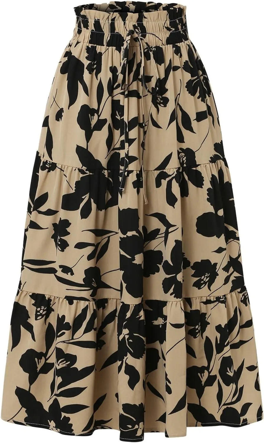 Maxi Skirt Maxi Spring Flowy Boho Comfy Tiered Western Flowy Midi Skirt