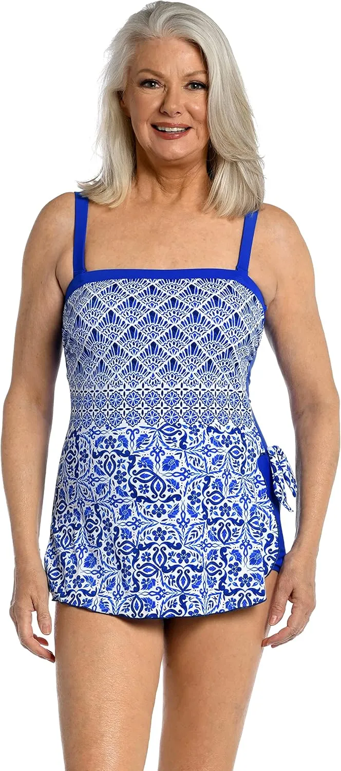 Maxine Of Hollywood Women's Standard Bandeau Sarong One Piece Swimsuit