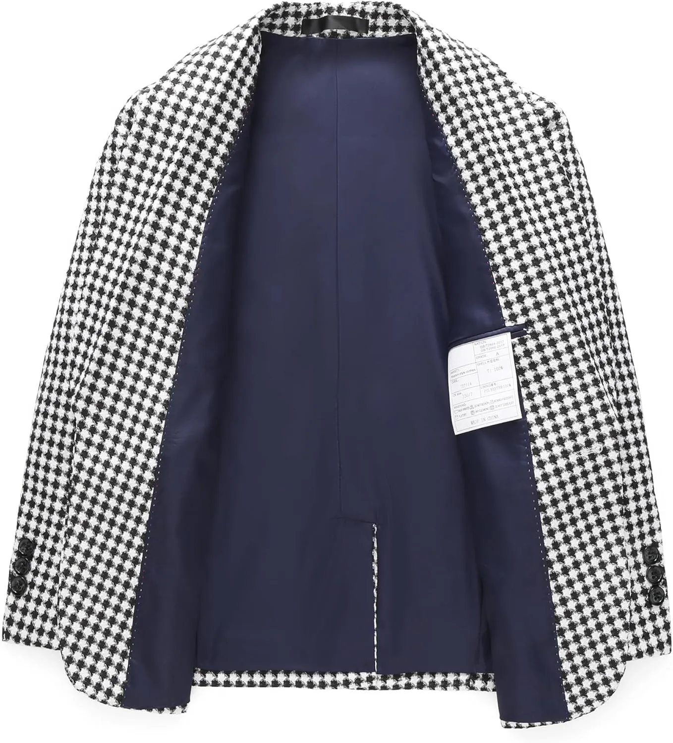 MOGU Boys 3-Piece Houndstooth Tuxedo Suit Set - Slim Fit Shawl Lapel Outfit Blazer Vest Pants Kids' Weddings Ring Bearer