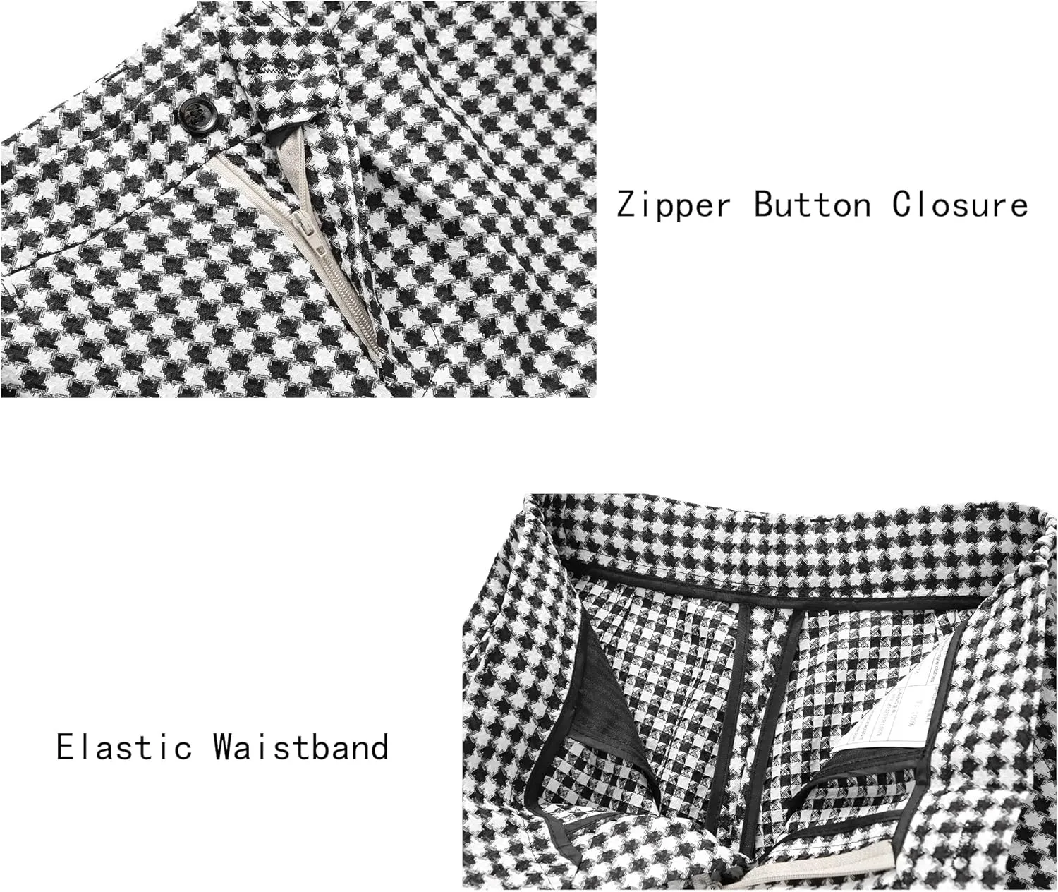 MOGU Boys 3-Piece Houndstooth Tuxedo Suit Set - Slim Fit Shawl Lapel Outfit Blazer Vest Pants Kids' Weddings Ring Bearer