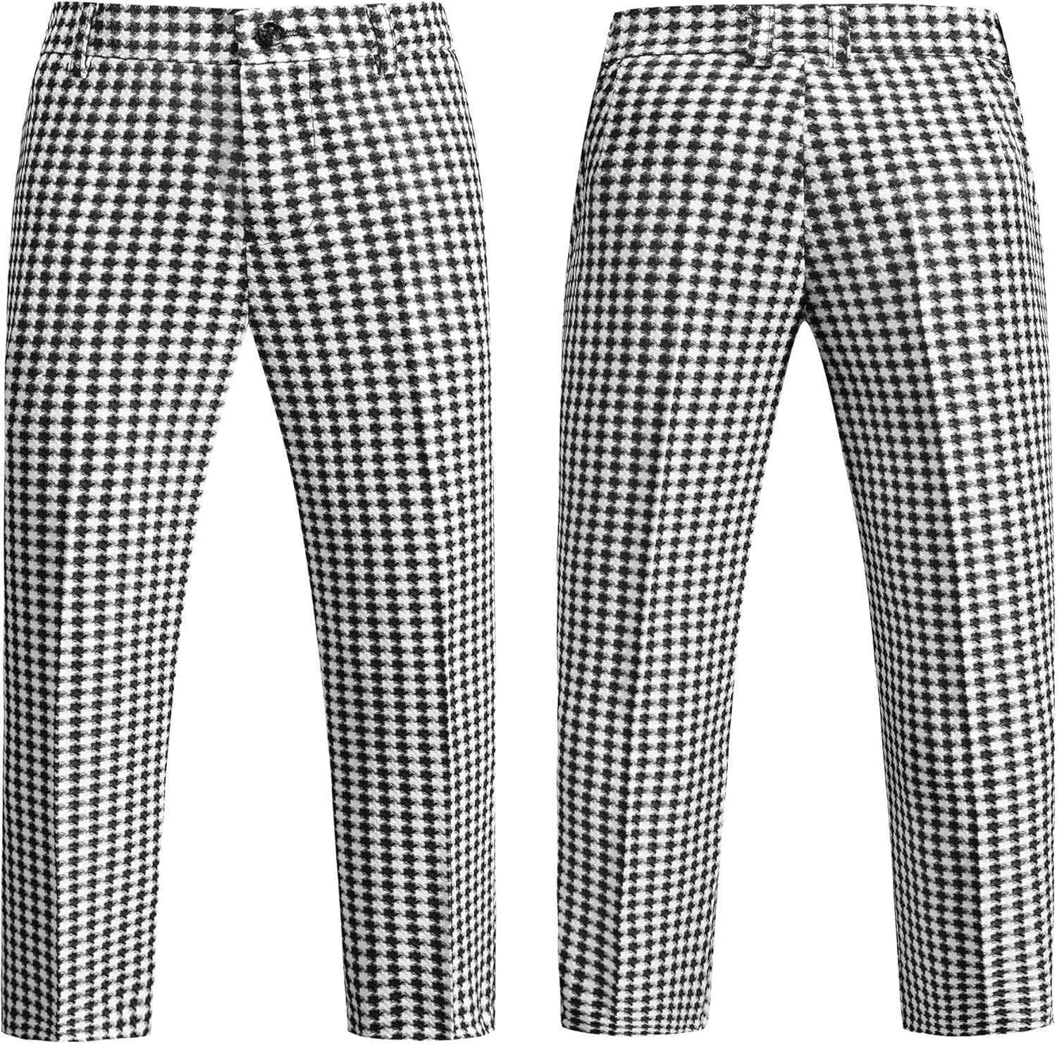 MOGU Boys 3-Piece Houndstooth Tuxedo Suit Set - Slim Fit Shawl Lapel Outfit Blazer Vest Pants Kids' Weddings Ring Bearer