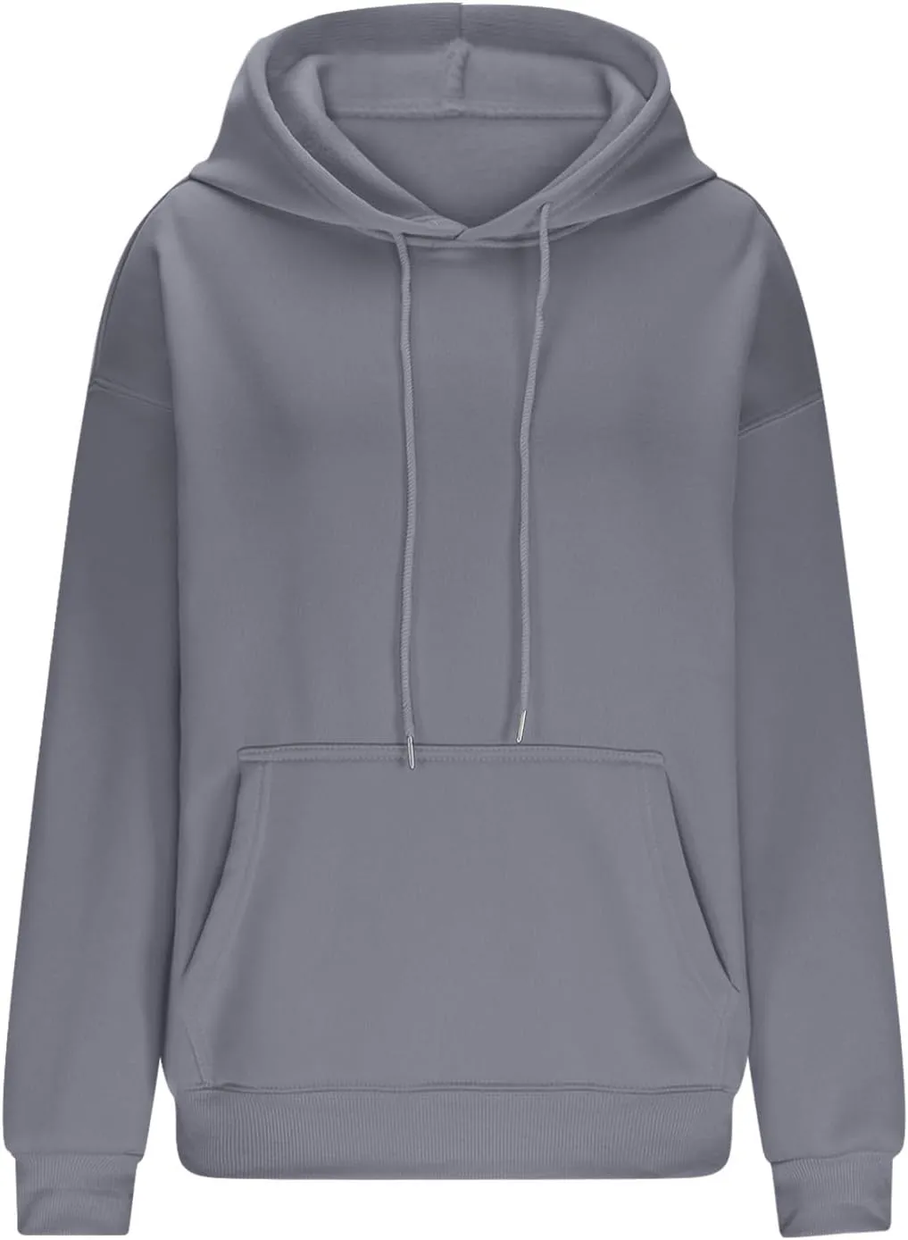 Oversized Drop Shoulder Hooded Sweatshirt for Women Long Sleeve Solid Drawstring Sweatshirt Streetwear Pullover Top