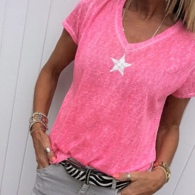 Plus Size S-5XL Harajuku Summer T Shirt Women New Arrivals Fashion pentagram T-shirt Woman Tee Tops Casual Female T-shirts