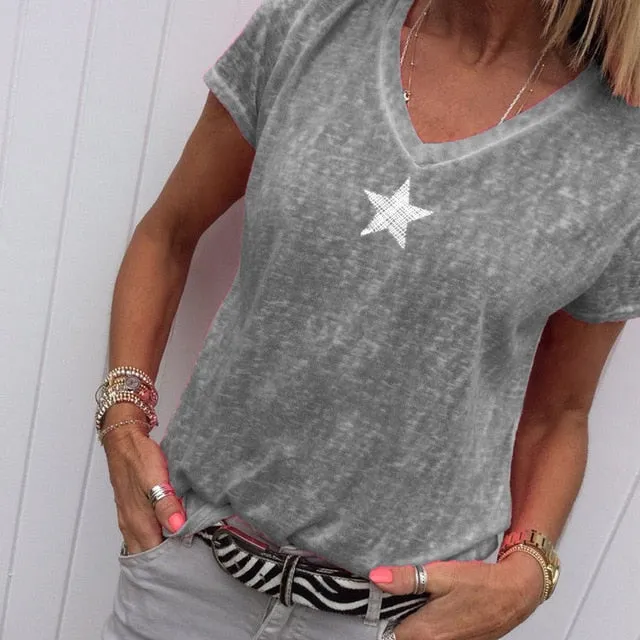 Plus Size S-5XL Harajuku Summer T Shirt Women New Arrivals Fashion pentagram T-shirt Woman Tee Tops Casual Female T-shirts