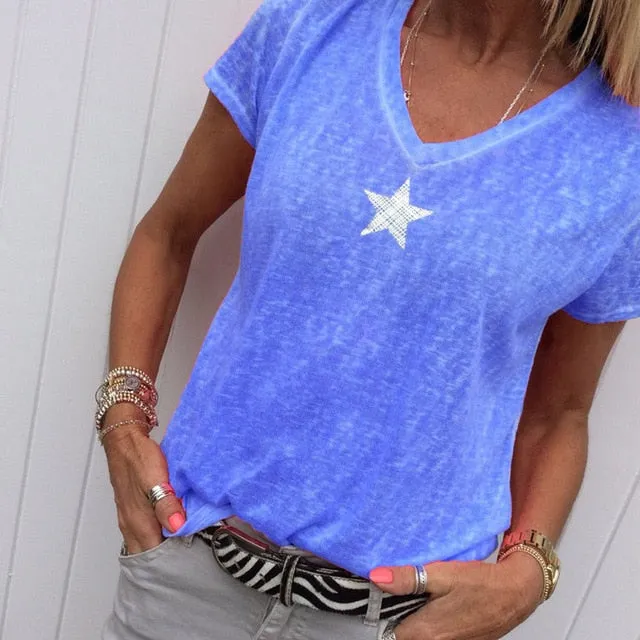 Plus Size S-5XL Harajuku Summer T Shirt Women New Arrivals Fashion pentagram T-shirt Woman Tee Tops Casual Female T-shirts