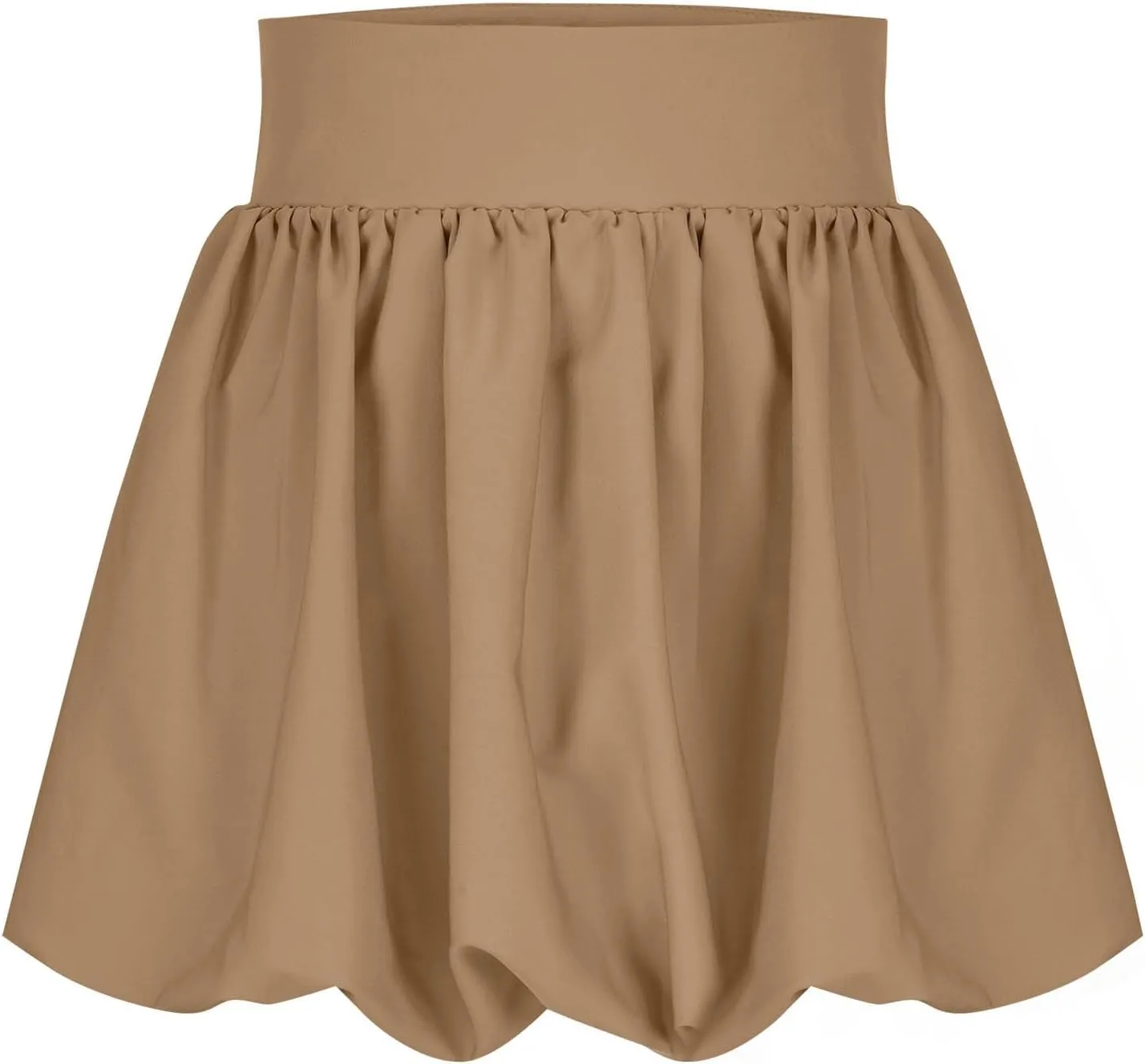 Puffy Mini Skirt for Women Solid Color High Waist Tiered Layer Ruffle Hem A Line Skirts Casual Fashion Flowy Skirt