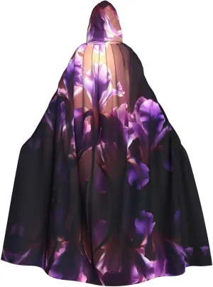 Purple Iris Picture Adult Hooded Cape Cloak for Halloween, Role-playing Costumes, and Theme Parties