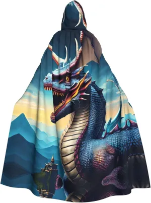 Roaring Dragon Pattern Adult Hooded Cape Cloak for Halloween, Role-playing, and Costume Parties