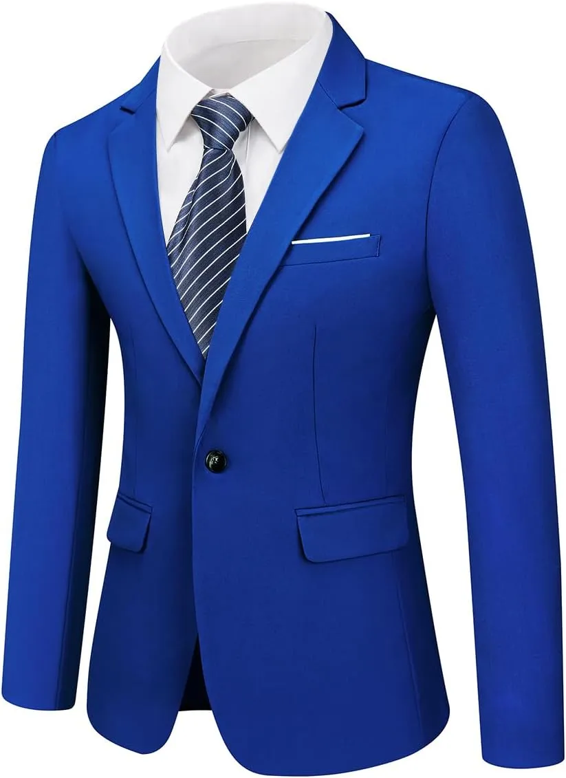 Rogers & Morris Suits for Men Slim fit 3 Piece Solid Essential One Button Suit Set Blazer with Pants and Vest