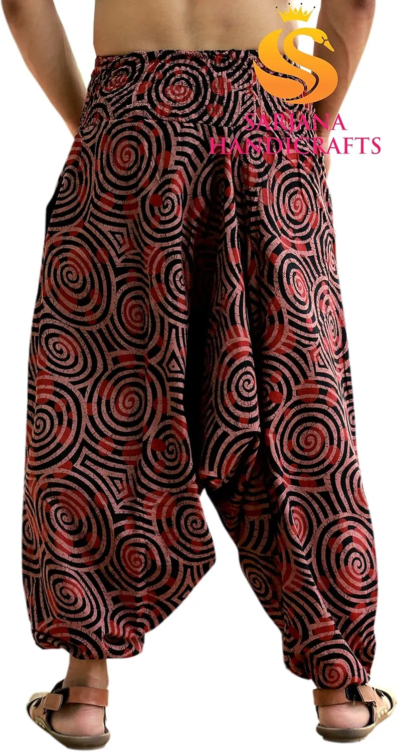 SARJANA HANDICRAFTS Men Women Cotton Harem Pants Pockets Yoga Trousers Hippie