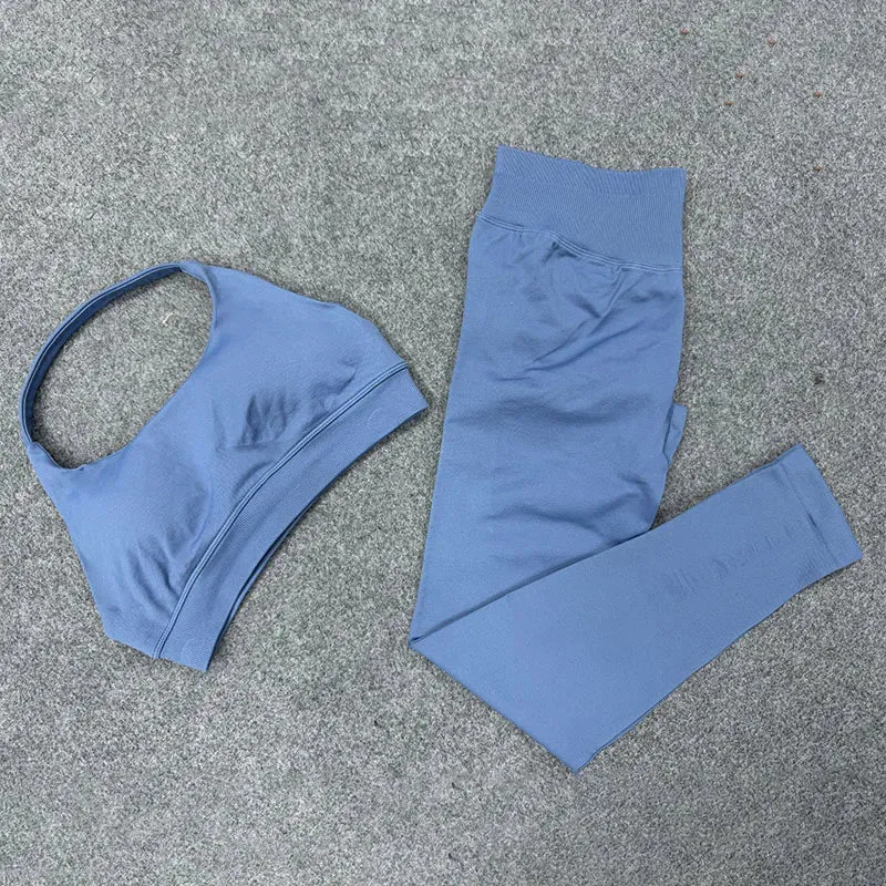 Seamless Yoga Set - Cropped Top & High-Waist Leggings