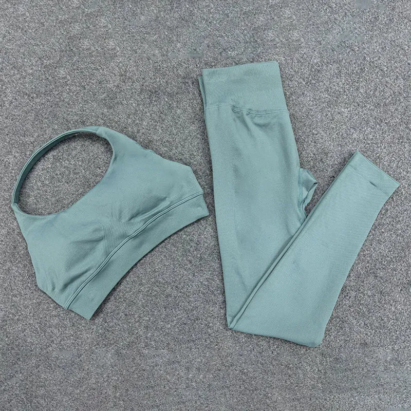 Seamless Yoga Set - Cropped Top & High-Waist Leggings