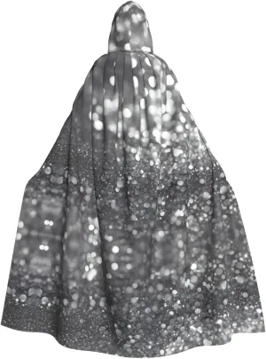 Shiny silver glitter Pattern Adult Hooded Cape Cloak for Halloween, Role-playing, and Costume Parties