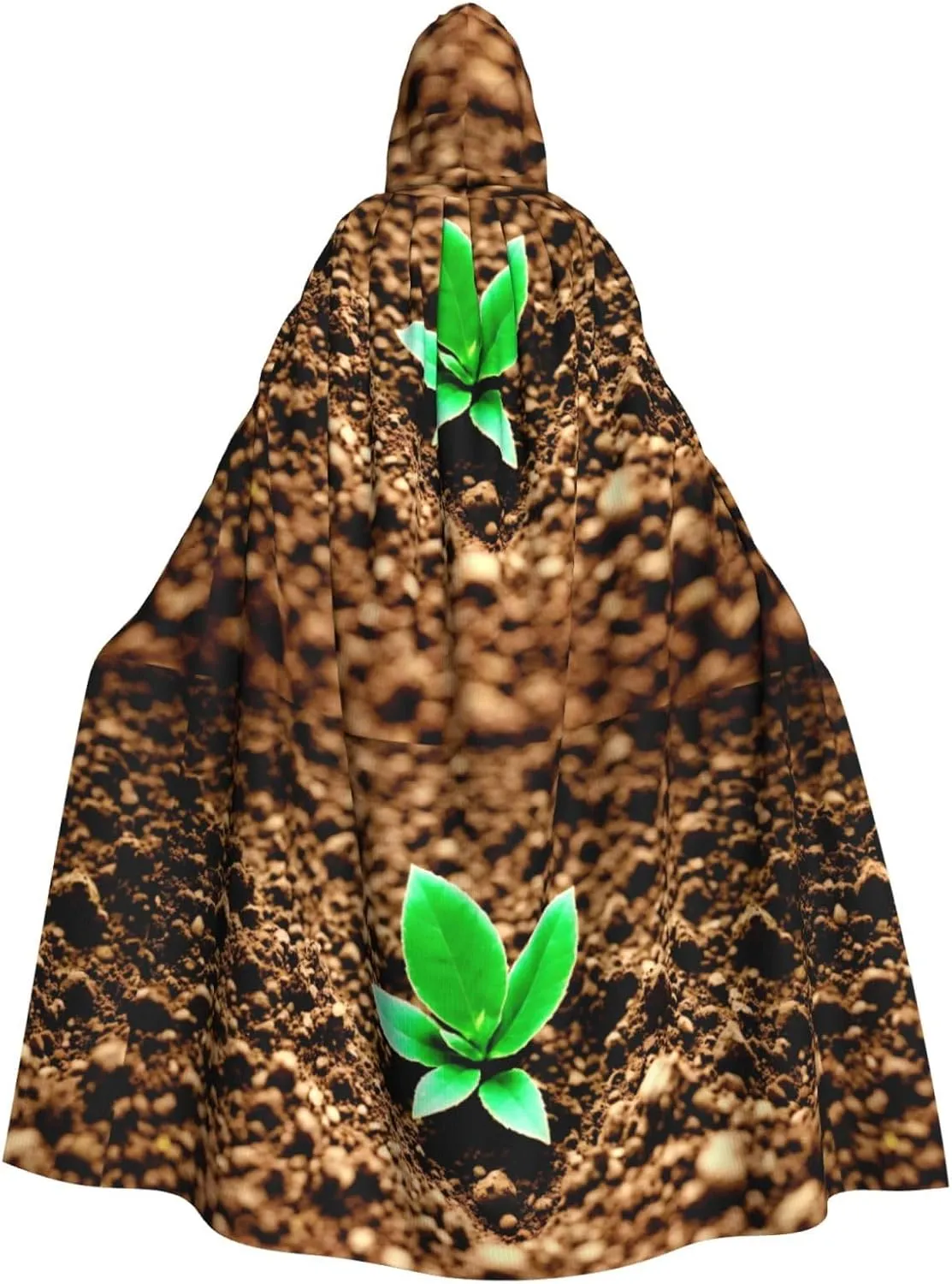 soil plants grow Prints Halloween Adult Hooded Cloak for Parties and Costumes with Bow Tie and Super Large Hood