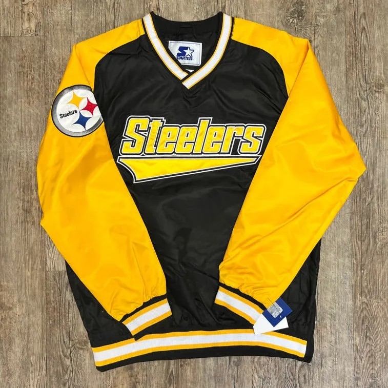 Starter V-Neck Pittsburgh Steelers Black /  Yellow Windbreaker