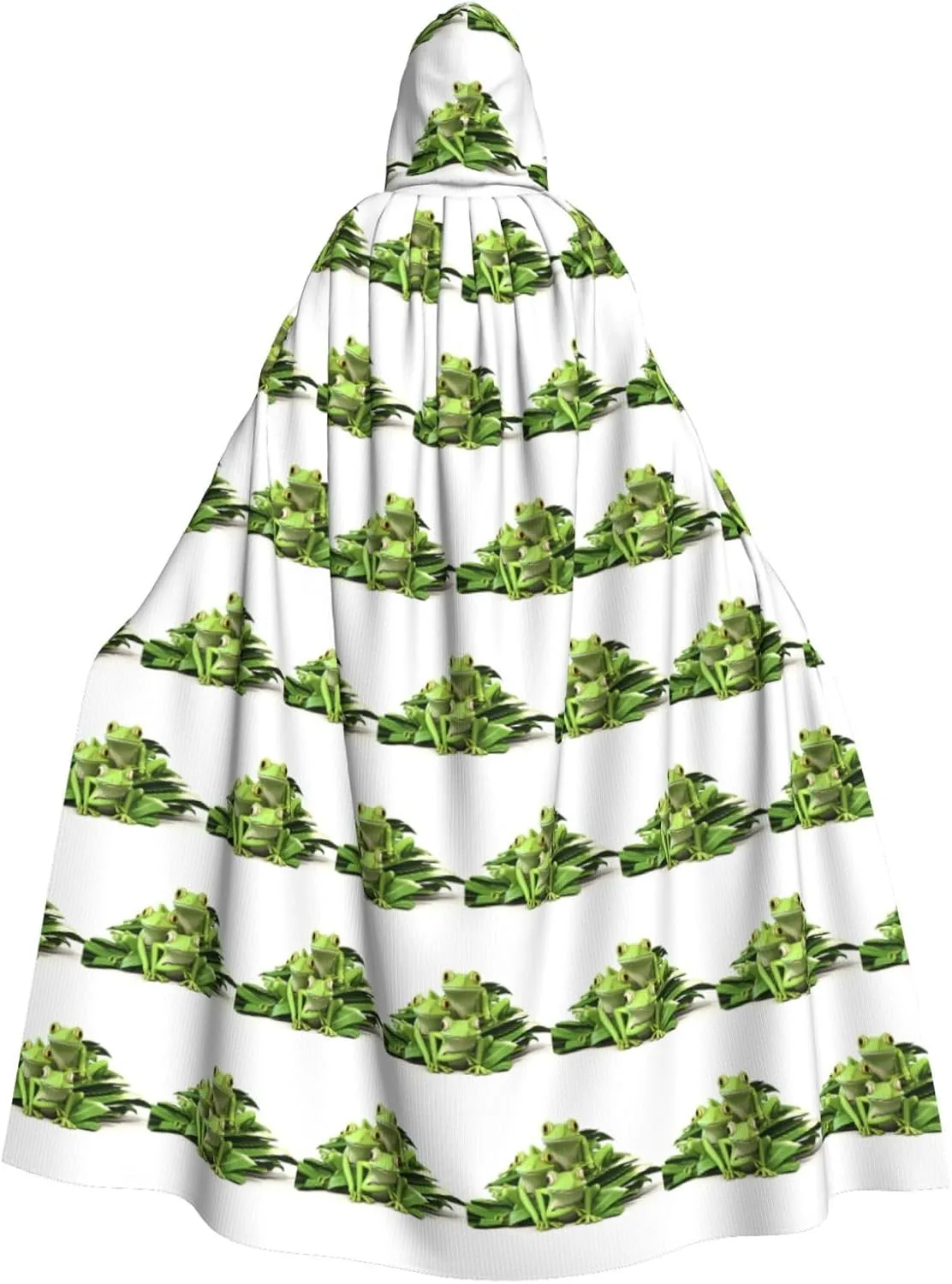 Three Little Frogs Prints Halloween Adult Hooded Cloak for Costume Parties and Theme Events