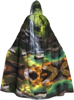 Waterfall Views Printing Halloween Adult Hooded Cloak for Parties and Costume Events