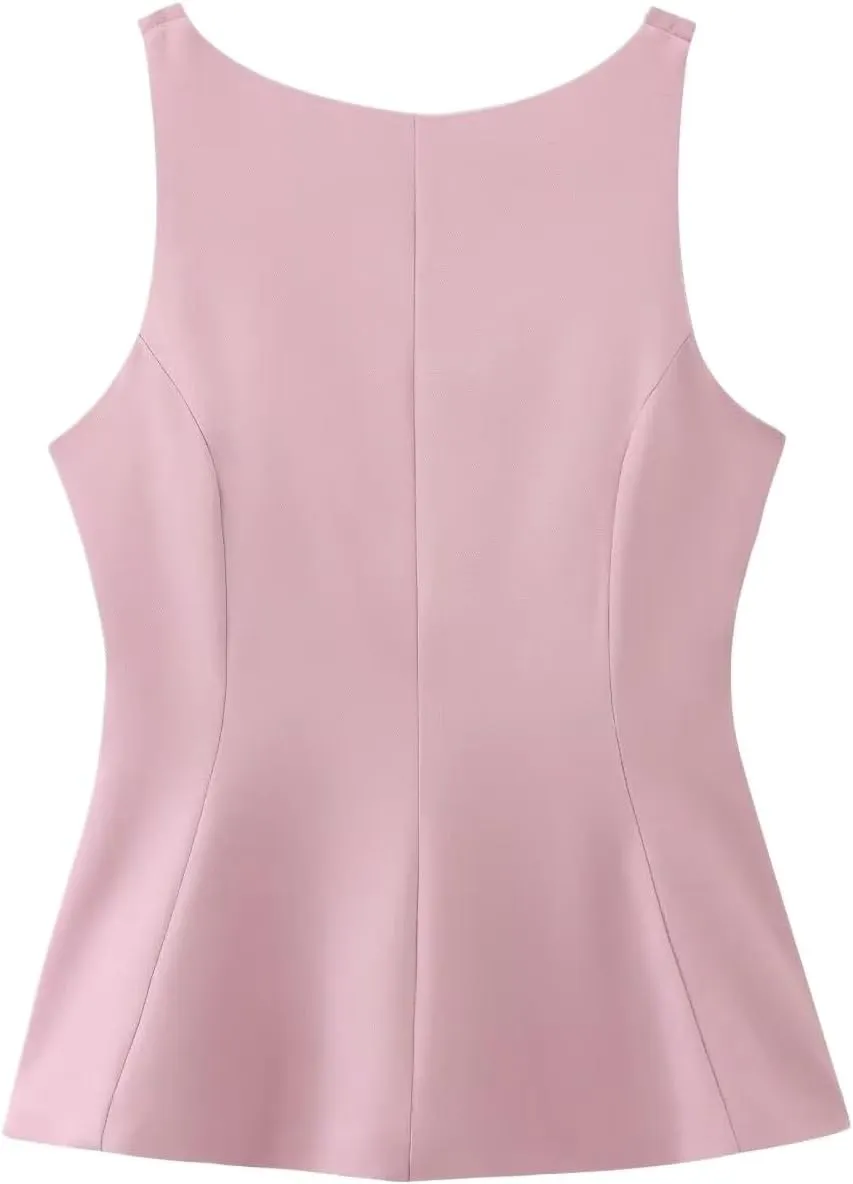 Women's Bow Tie Tank Top - Spring/Summer Cotton Broadcloth Camisole with Thin Shoulder Straps