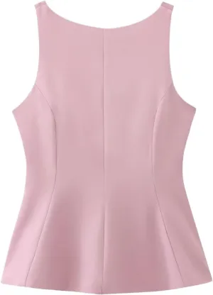 Women's Bow Tie Tank Top - Spring/Summer Cotton Broadcloth Camisole with Thin Shoulder Straps