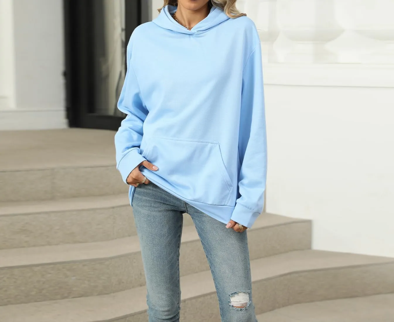 Womens Hoodies Oversized Sweatshirts Casual Long Sleeve Pullover Fall Clothes with Pocket