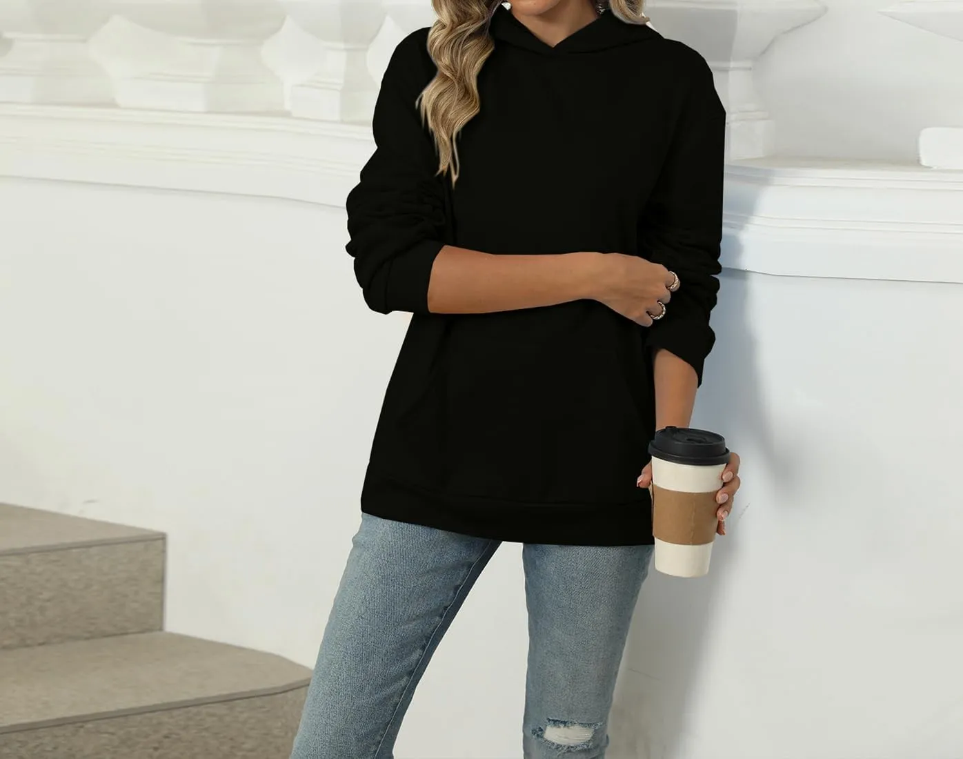 Womens Hoodies Oversized Sweatshirts Casual Long Sleeve Pullover Fall Clothes with Pocket