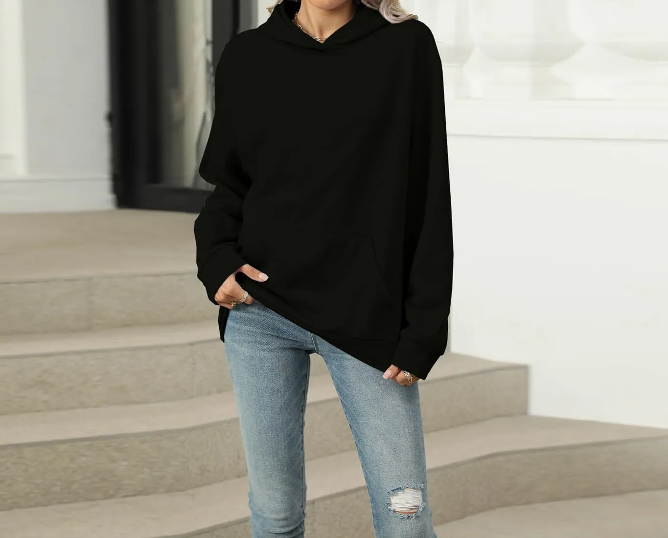 Womens Hoodies Oversized Sweatshirts Casual Long Sleeve Pullover Fall Clothes with Pocket