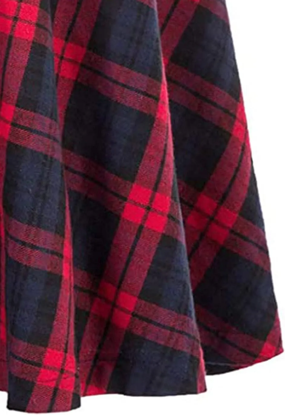 Women's Plaid Skirts Casual High Waist Button Flowy Midi Skirt 2024 Fall Winter Trendy Classic Knee Length Skirts
