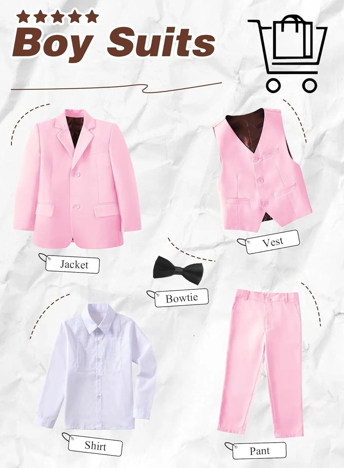 Yanlu Toddler Suits for Boys Formal Suit Ring Bearer Outfit Kids Dress Clothes for Wedding