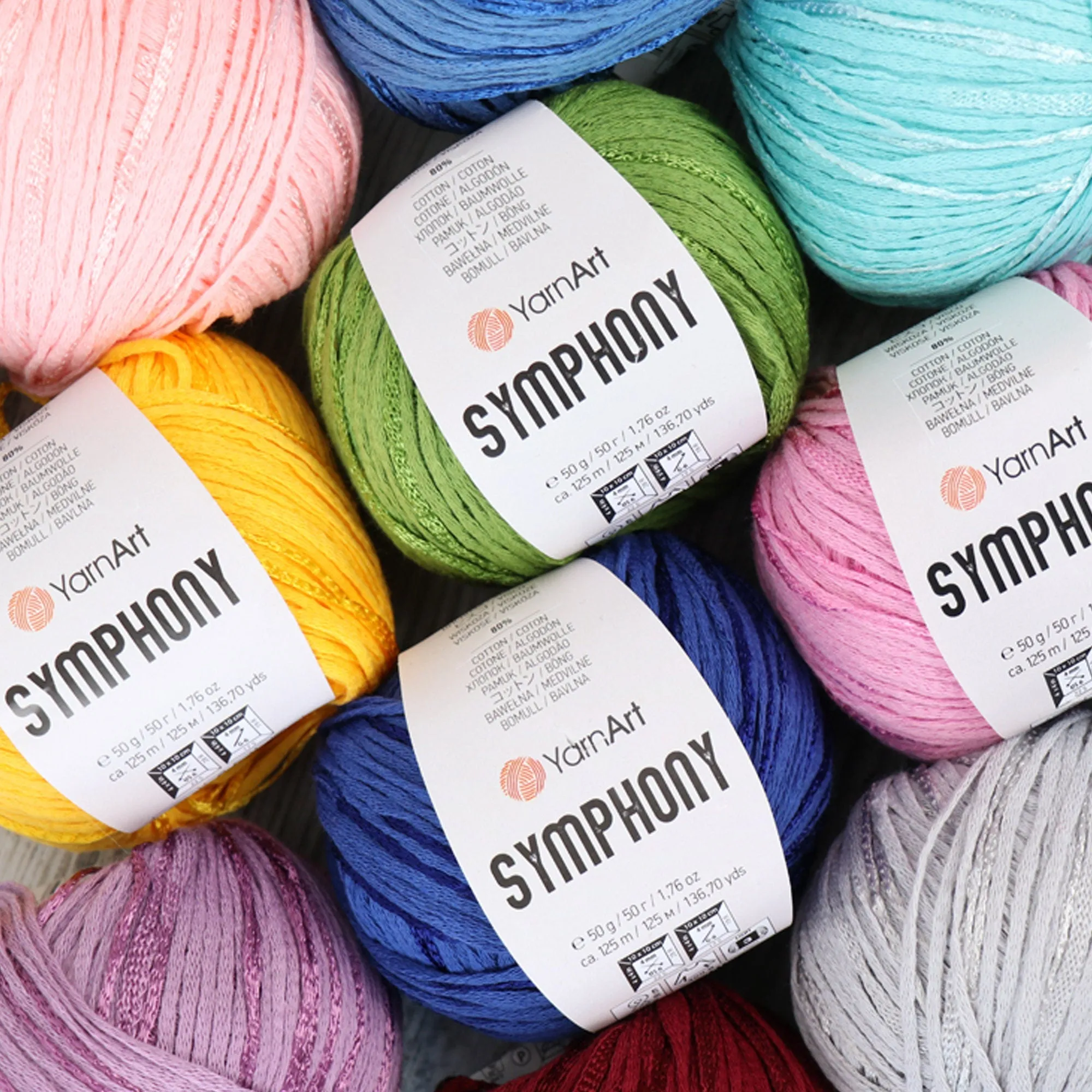 YarnArt Symphony, 23 Colors, 1.76 oz / 136 yards