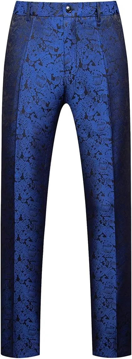 YFFUSHI Men's Elegant Jacquard 3 Piece Suit Shawl Lapel Slim Fit Tuxedo Set