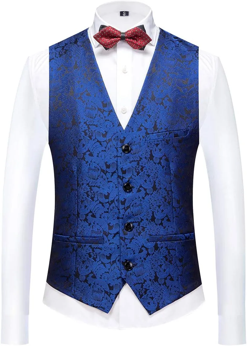 YFFUSHI Men's Elegant Jacquard 3 Piece Suit Shawl Lapel Slim Fit Tuxedo Set
