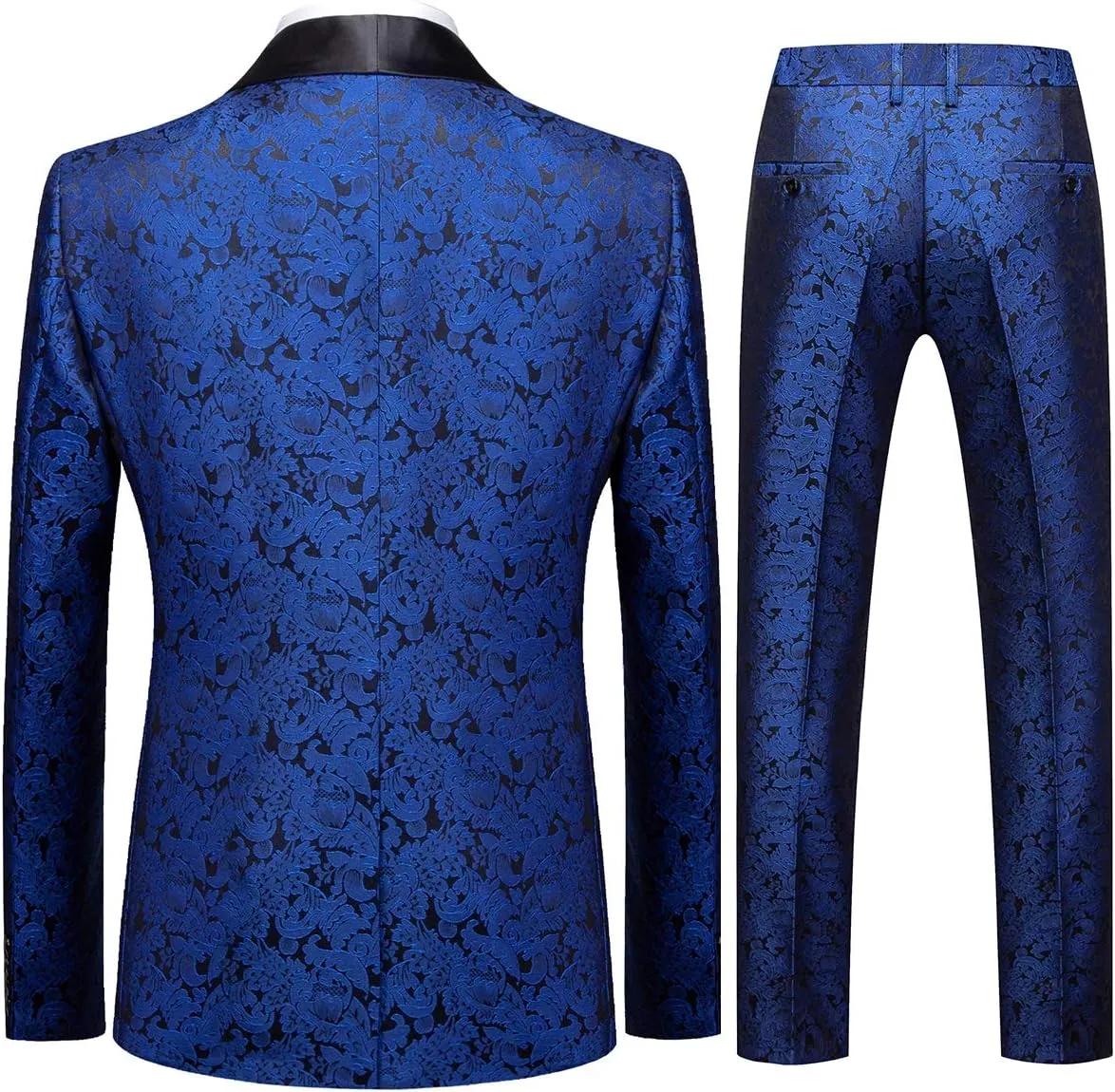YFFUSHI Men's Elegant Jacquard 3 Piece Suit Shawl Lapel Slim Fit Tuxedo Set