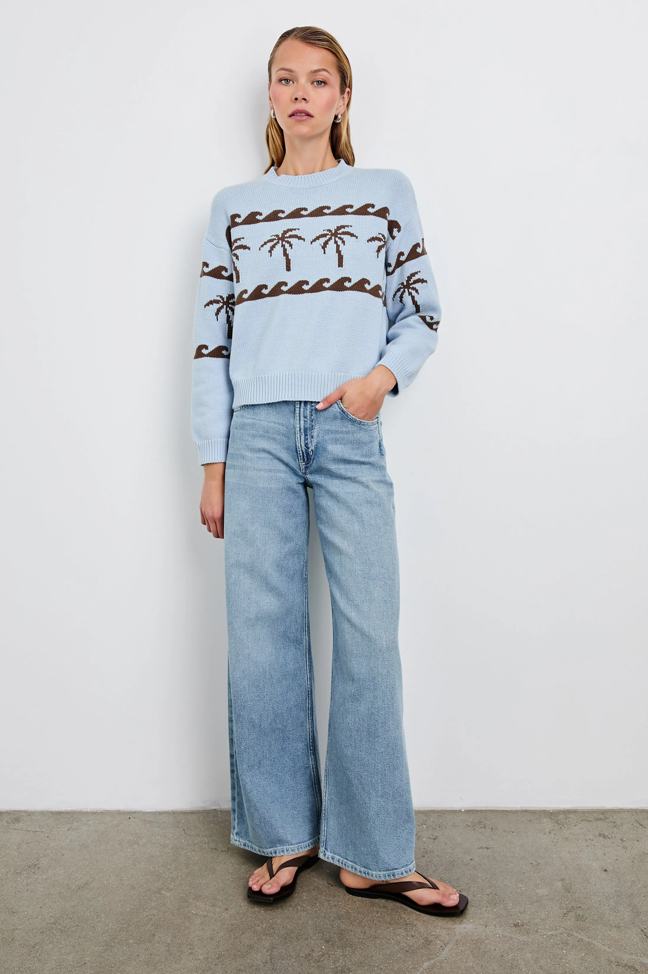 ZOEY SWEATER - PALM STRIPE