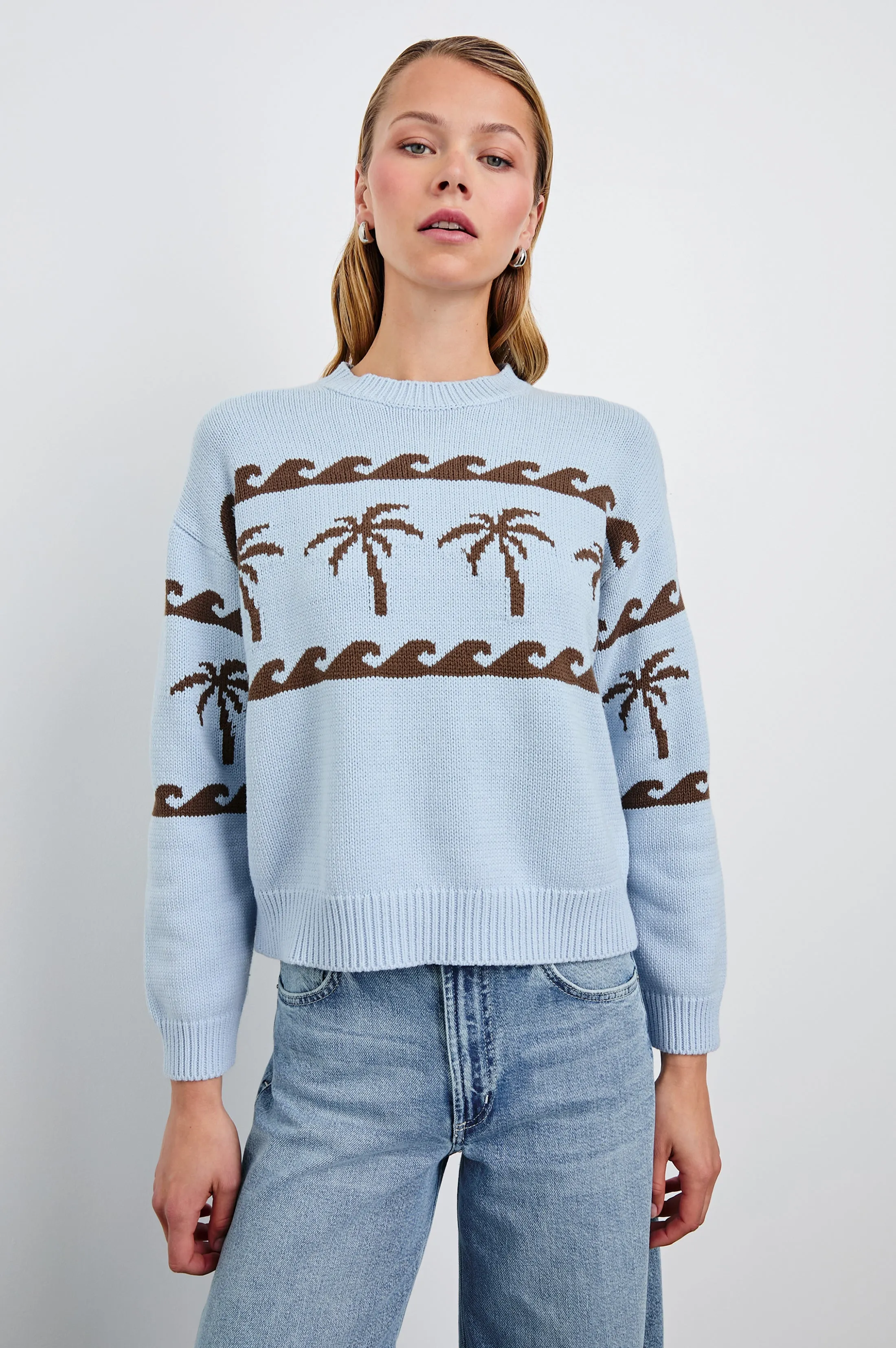 ZOEY SWEATER - PALM STRIPE