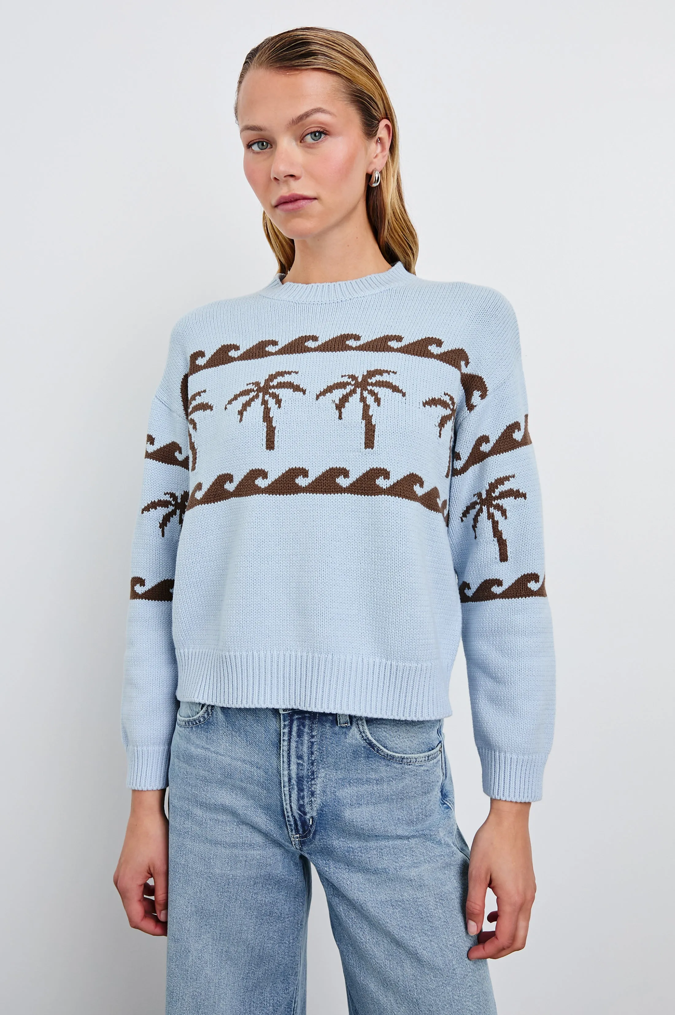 ZOEY SWEATER - PALM STRIPE